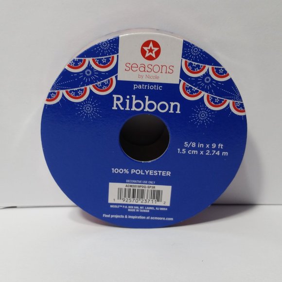 Ribbon Patriotic Stars & Stripes 5/8" - Picture 2 of 3